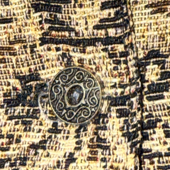 Chico's Med/1 Tapestry Long Jacket Button Front Mandarin Collar Unlined - Picture 9 of 9